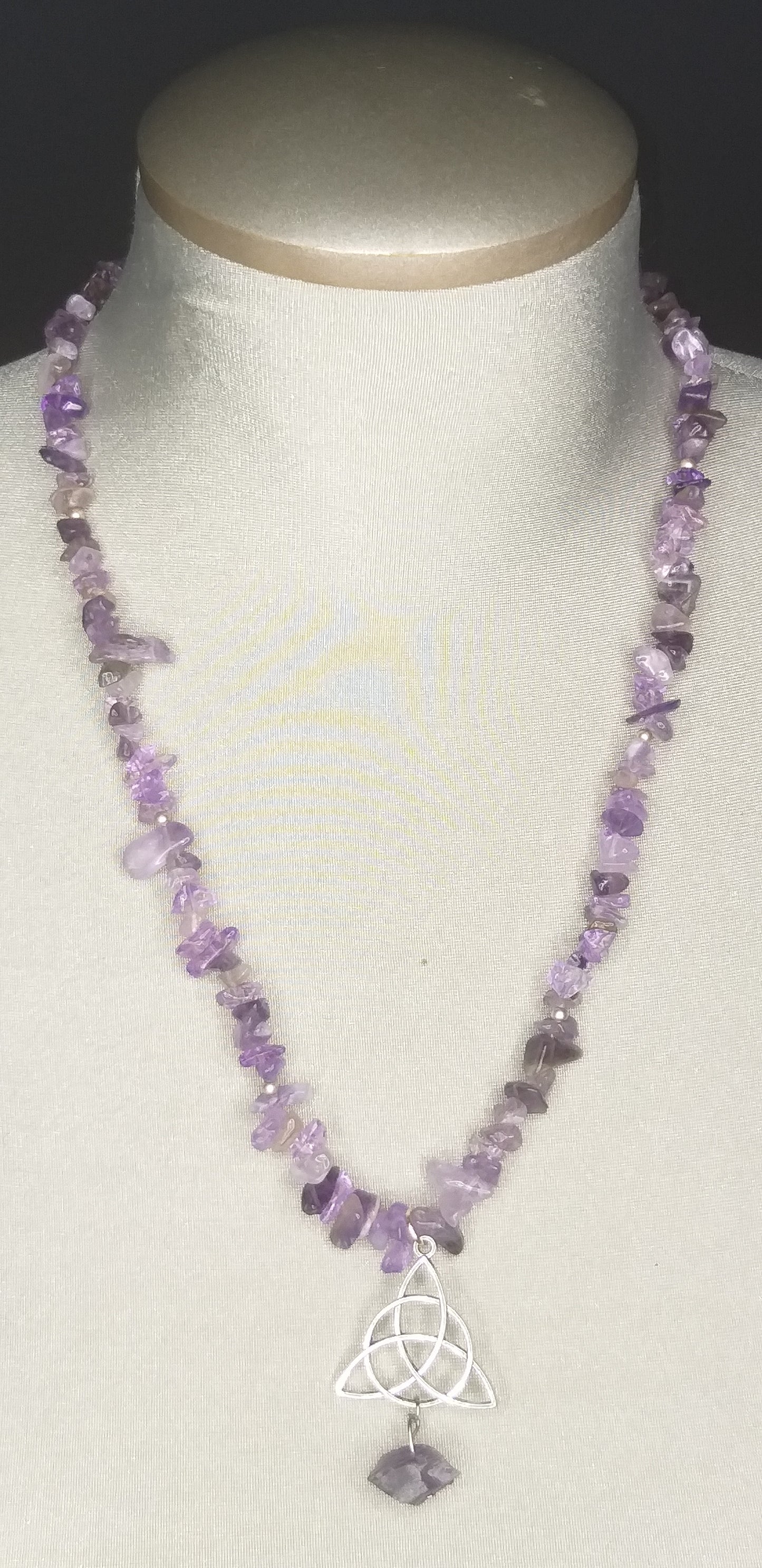 Amethyst Necklace w/Amethyst Triquetra (trinity knot) symbol