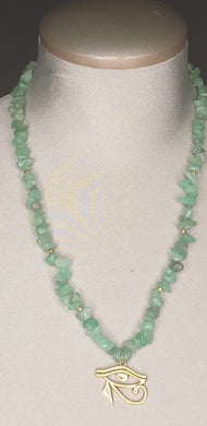 Green Aventurine Necklace w/gold eye of horus