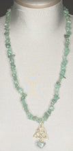 Load image into Gallery viewer, Green Aventurine Necklace w/Aventurine Triquetra (trinity knot) symbol