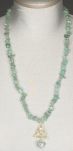 Green Aventurine Necklace w/Aventurine Triquetra (trinity knot) symbol
