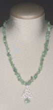 Load image into Gallery viewer, Green Aventurine Necklace w/Aventurine Triquetra (trinity knot) symbol