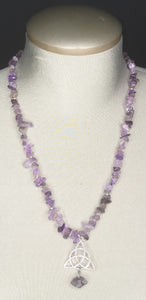 Amethyst Necklace w/Amethyst Triquetra (trinity  knot) symbol