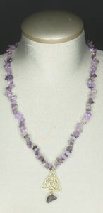 Amethyst Necklace w/Amethyst Triquetra (trinity  knot) symbol