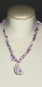 Amethyst Necklace w/ Amethyst moon pendant