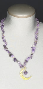 Amethyst Necklace w/ Amethyst moon pendant