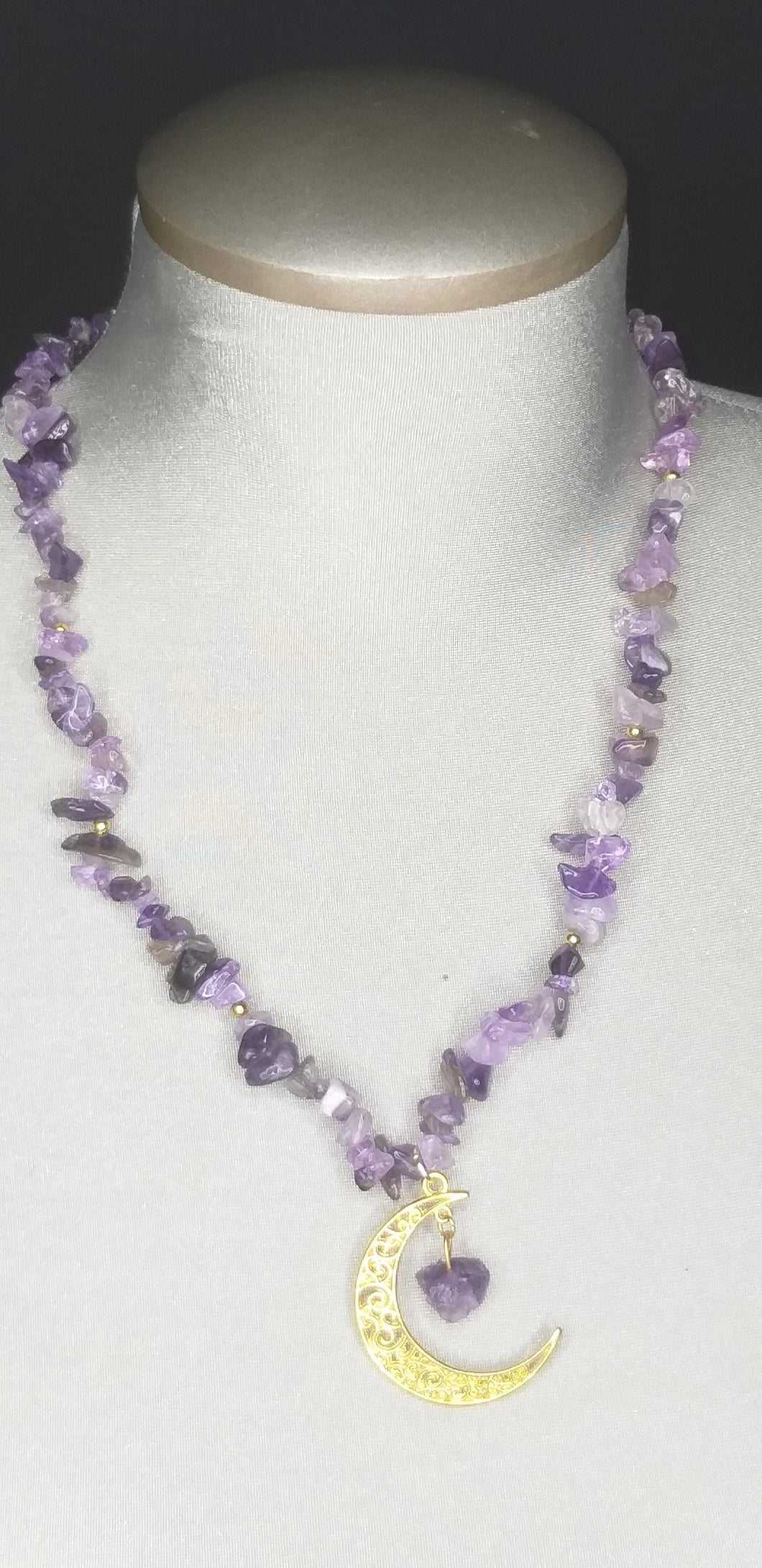 Amethyst Necklace w/ Amethyst moon pendant