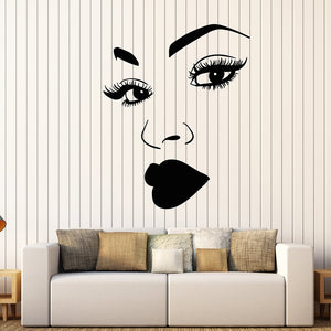 Salon Wall Decals Makeup Face Eyelashes Lips Art Poster