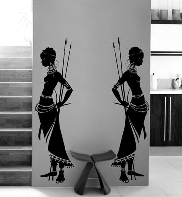 Tribal Two African Warrior woman Wall Decal Vinyl stickers