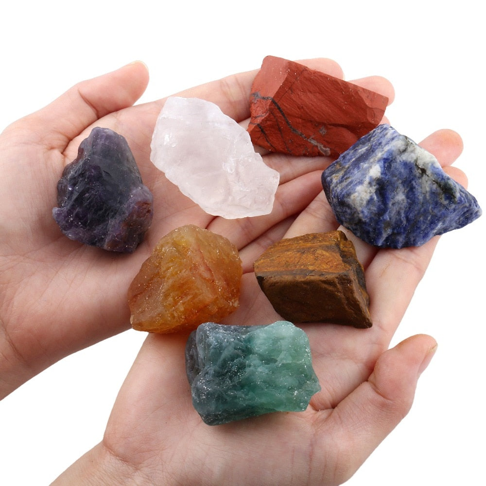 7 Chakra Raw Rough Gemstone Healing Crystals Natural Set of 7